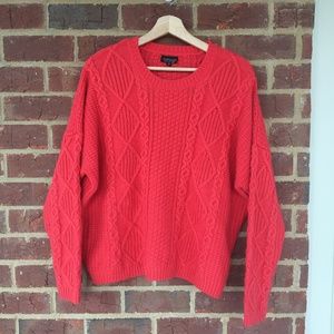 Topshop Salmon Crew Neck Cable Knit Chunky Sweater Size 12